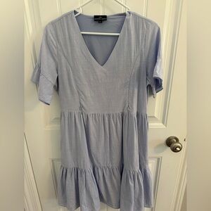 Nursing Queen Soft Blue V-Neck Dress